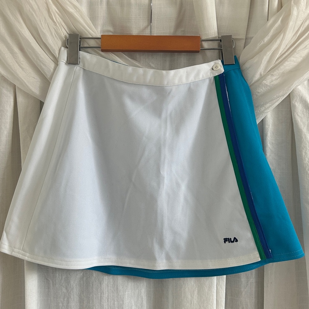 Vintage FILA White Skirt with Teal & Green Trim